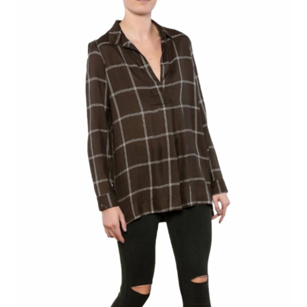 LUSH Black Blouse with white stripes